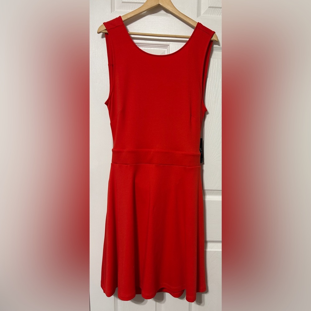 New York & Co Women’s Red Dress Open Back Cotton Knit Sleeveless NWT Size L - Picture 2 of 8